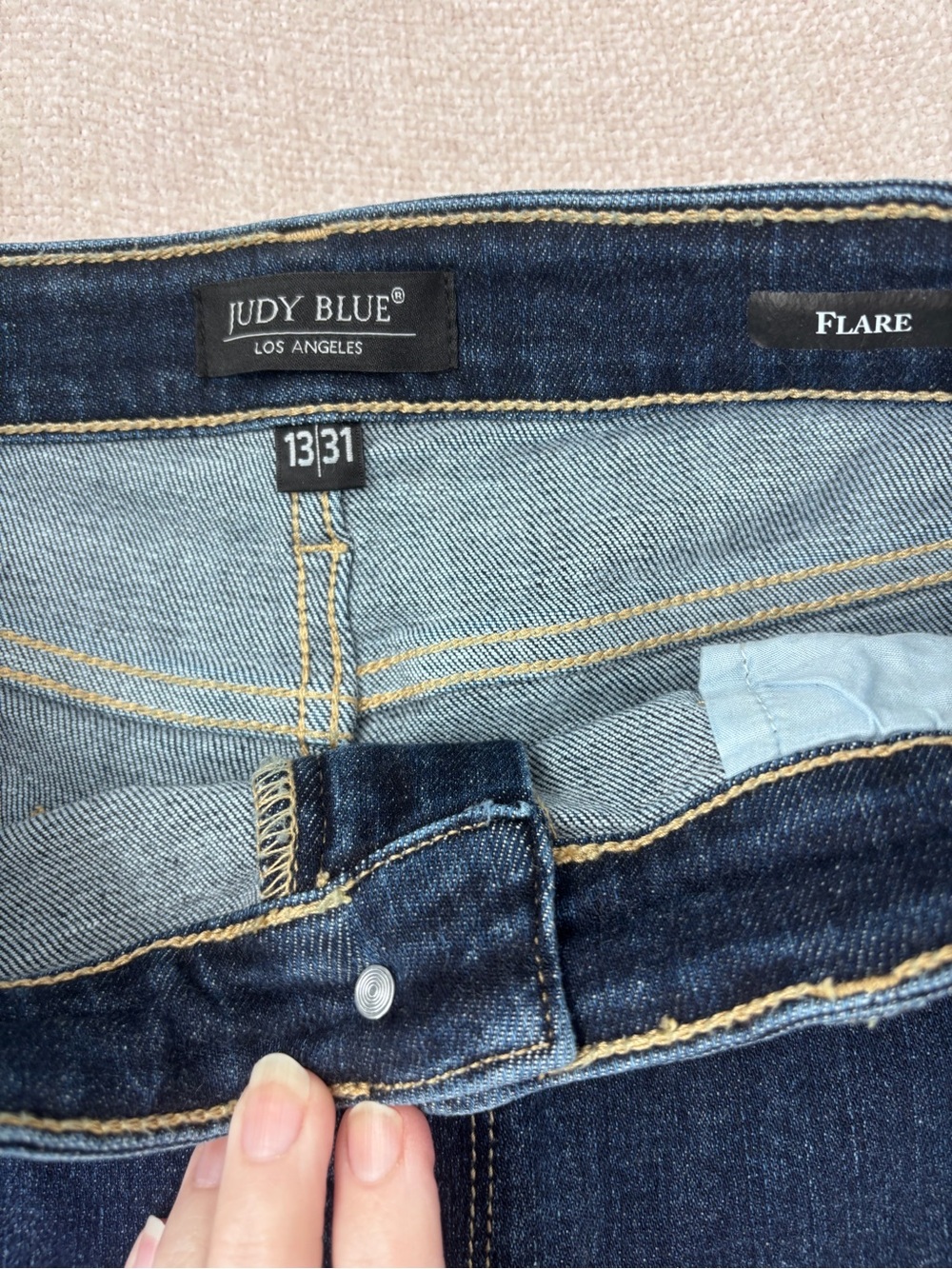 Judy Blue High-Rise side seam retro Dark wash Flare sunset stroll  jeans 13/31 - Picture 7 of 12